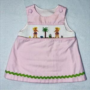 Remember Nguyen Pink Gingham Smocked Beach Baby Dress 24 Mos Jumper Sundress